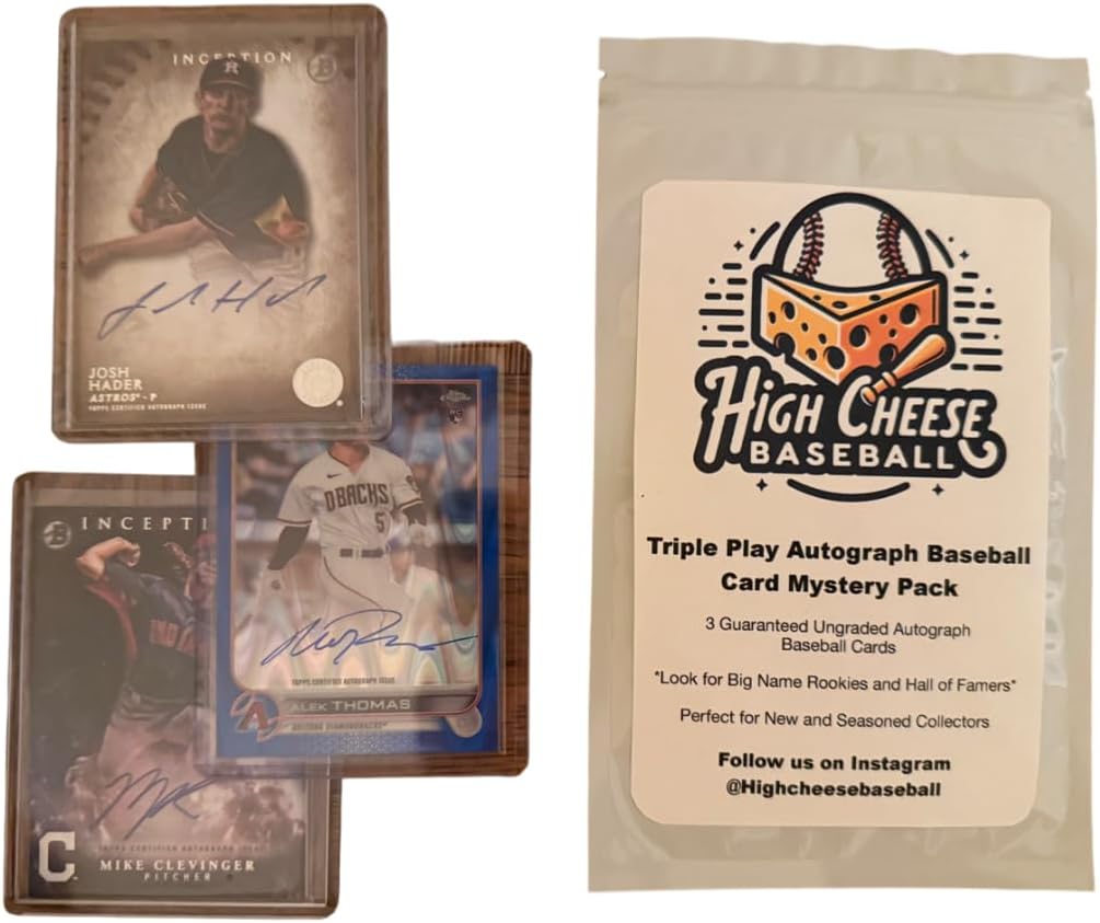 High Cheese Baseball Triple Play Autograph Card Mystery Pack: 3 Signed Baseball Cards