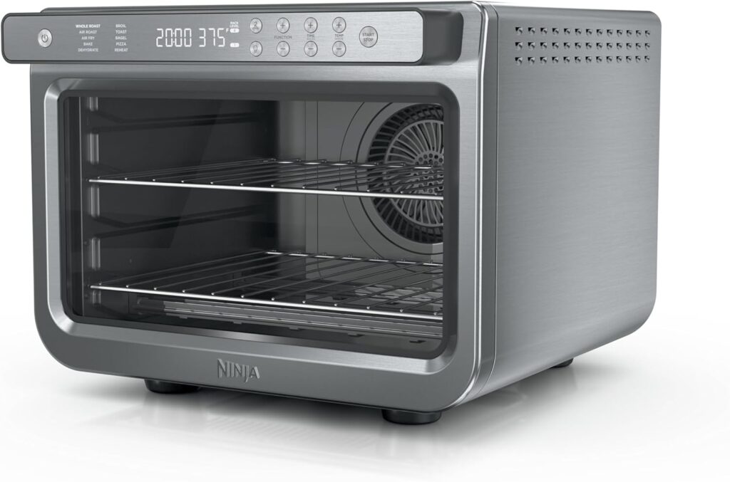 Ninja Air Fryer & Toaster Oven | Prestige Smart XL Countertop Oven | Bakes up to 20 Cookies, Fits up to a 12lb Turkey | Pizza, Toast, Bake, Air Fry & Reheat | 1800 Watts | Stainless Steel | DT501