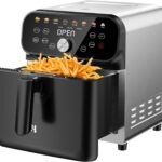 6QT Air Fryer Oven with LED Digital Touchscreen, 12 Preset Cooking Functions Air fryers, Bake, Reheat, Keep Warm, Nonstick and Dishwasher-Safe Basket, Stainless Steel/Black