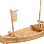 WINIAER Wooden Sushi Boat Serving Tray, 20.5 Inch Sushi Plate for Restaurant or Home, Large Size Sushi Tray Serving Boat Plate for Restaurantware (52cm/20.5inch)