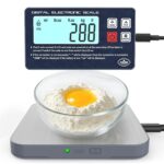 Digital Kitchen Food Scale – Rechargeable Detachable Display Electronic Weight Scale for Bread Making & Coffee Brewing, 304 Stainless Steel Platform, Backlit LCD, Count Mode, Wall-Mount & Tilt Stand