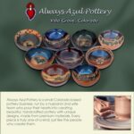 ALWAYS AZUL POTTERY 8 Inch Small Serving Bowl in Fishing Bear design and Seamist Glaze – Handmade Ceramic Pottery Bowl – Handcrafted Polished Stoneware – Unique & Stylish Glazed Bowl