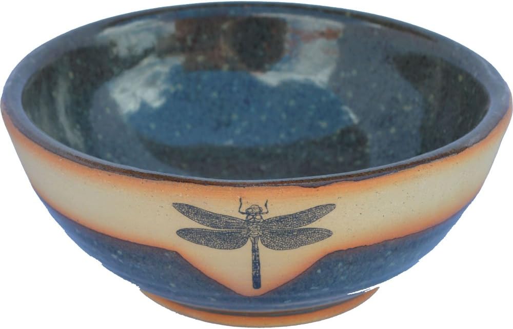ALWAYS AZUL POTTERY Dragonfly Salad Bowl in Seamist Glaze – Handmade Ceramic Pottery Bowl – Handcrafted Polished Stoneware – Unique & Stylish Glazed Bowl, Great for Soup, Salad, Cereal and More