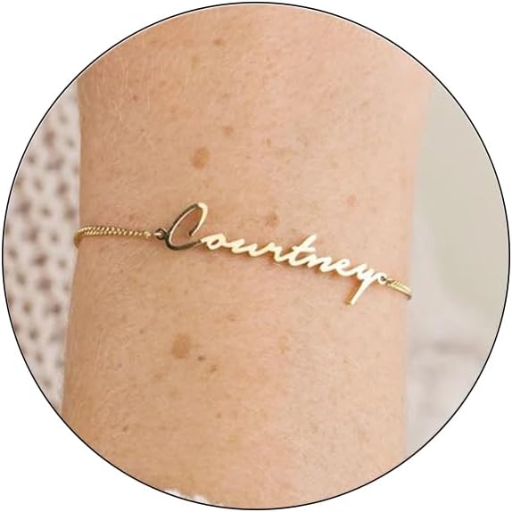Custom Bracelet for Women – 14K Gold Plated Adjustable Name Anklet Bracelets Personalized, Customized Bracelet Birthday Gift for Women