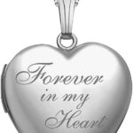 PicturesOnGold.com Forever In My Heart Locket Necklace for Women That Hold Pictures in Sterling Silver or Yellow Gold.