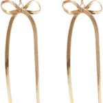 Doubnine BowKnot Earrings Gold Ribbon Stud Golden Bow Cute Christmas Wedding Jewelry for Women