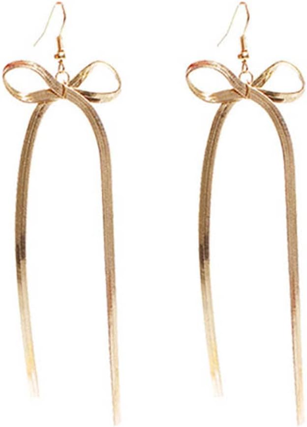 Doubnine BowKnot Earrings Gold Ribbon Stud Golden Bow Cute Christmas Wedding Jewelry for Women
