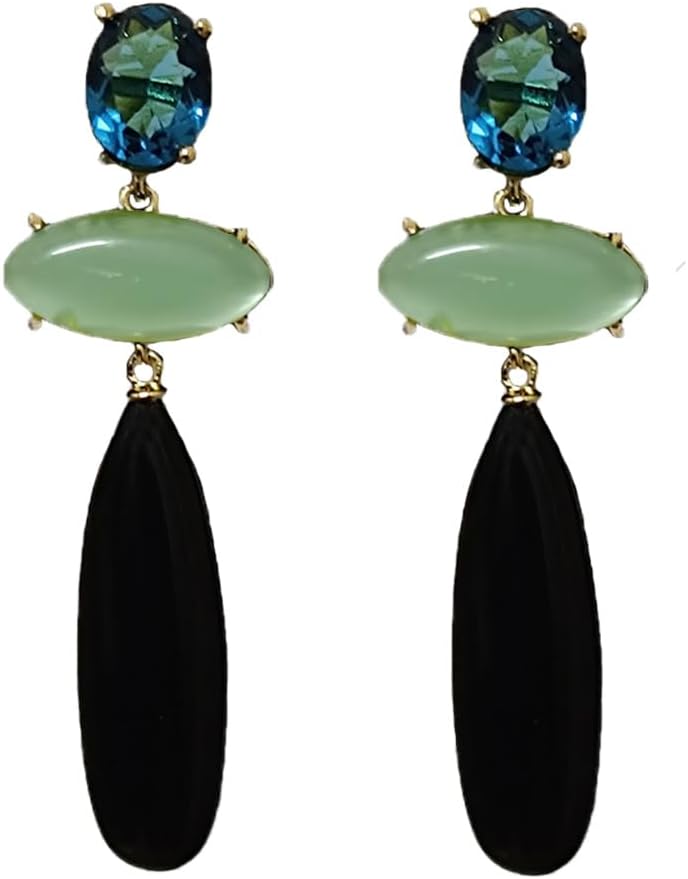 Yomisa Boho Dangle Earrings for Women Gold Silver,Statement Earrings Amethyst Jade Pearl Drop Dangle Earrings for Women Trendy Jewelry Gifts,Lightweight Western Handmade Natural Stones Drop Earrings