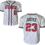 David Justice Autographed Signed Atlanta White Baseball Jersey (JSA)