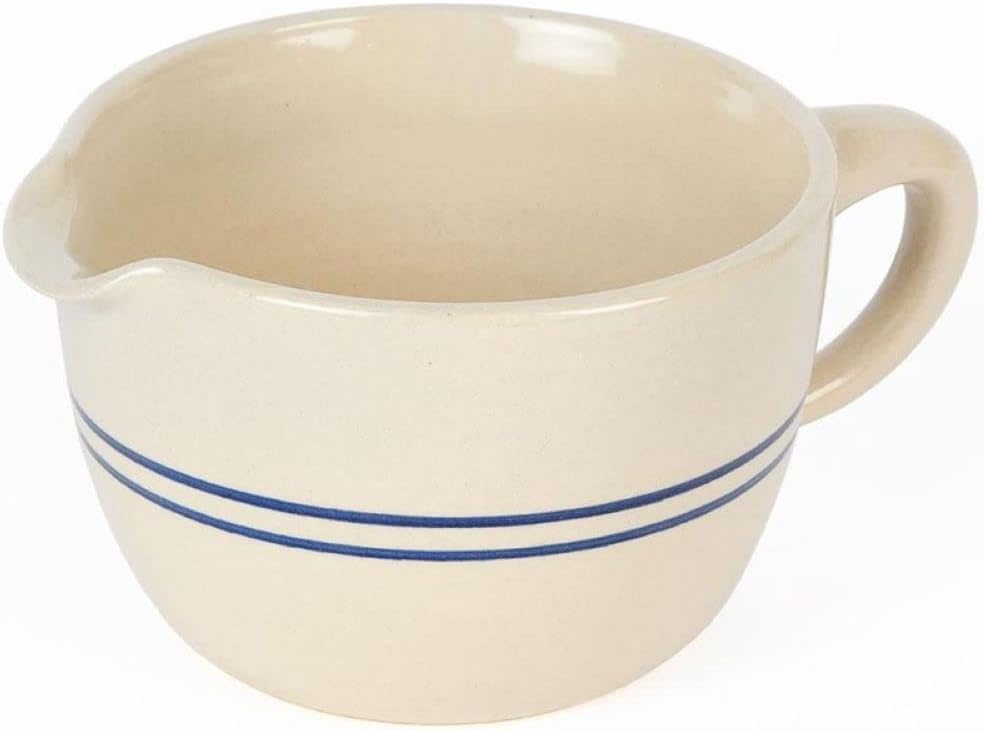 Heritage Blue Stripe Stoneware Batter Bowl Handmade 3 Cup
