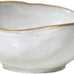 Serene Spaces Living Small Free-Form Edge Glazed Ceramic Bowl, Centerpiece for Vintage Weddings, Events, Measures 6″ Long, 5.5″ Wide, 2.75″ Tall