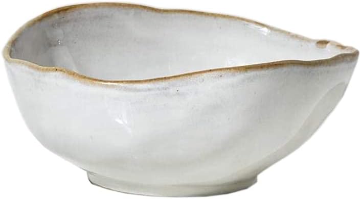 Serene Spaces Living Small Free-Form Edge Glazed Ceramic Bowl, Centerpiece for Vintage Weddings, Events, Measures 6″ Long, 5.5″ Wide, 2.75″ Tall
