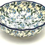 Polish Pottery Bowl – Shallow Scalloped – Small – Forget-Me-Knot