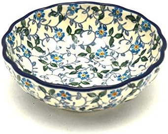 Polish Pottery Bowl – Shallow Scalloped – Small – Forget-Me-Knot