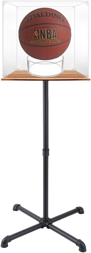 Basketball Display Case,Clear Acrylic Full Size Basketball Case Display,Autographed NBA Display Case,UV Protected Soccer Stand Box for Autographed Ball with Adjustable Bracket Base