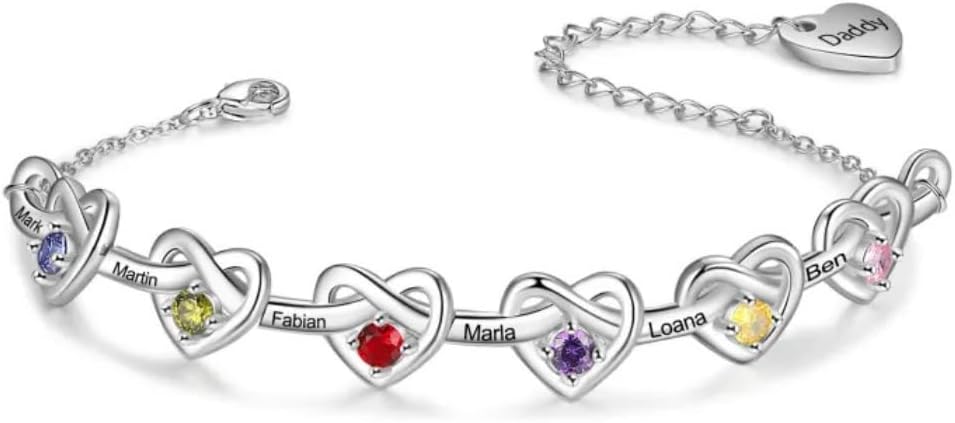 WINNICACA Personalized Name Bracelet 925 Sterling Silver Custom Names Bracelet Jewelry for Women Mom Sister Christmas Birthday Gift