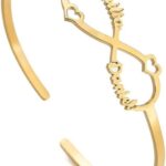 JINMA Personalized Infinity Name Bracelet – Custom Engraved Bangle with 1-6 Names, Adjustable Open Cuff Bracelet for Women, Gold/Silver/Rose Gold Jewelry