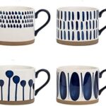 Koja 15 oz. Elegant Hand Painted Decorative Large Porcelain Ceramic Mug Set. 4 Decorative Mugs. Colorful Gift Pack. Impress & Entertain Family & Guests. Dishwasher Microwave Safe.