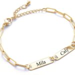 MignonandMignon Custom Multiple Name Charm Bracelet Personalized Engraved Jewelry, Friendship Gift for Women or Mom, Couples Bracelet, Birthday Gift for Her – P-1BR-W