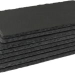 12″x5.5″ 8 Pack Black Slate Cheese Board with Natural Edge for Kitchen,Slate Plates Blank Charcuterie Stone Plates for Cake Fruit Meat Appetizers Dried Fruits Display Chalkboard