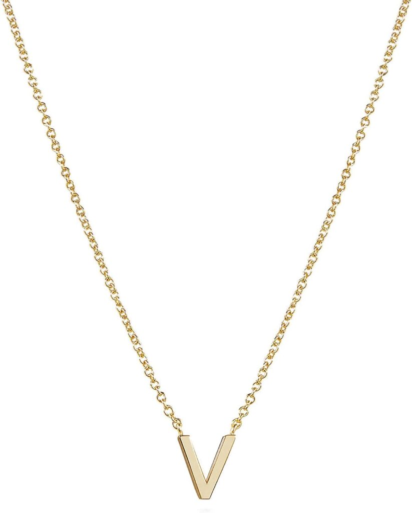 Initial Necklaces for Women, 14k Gold Plated Dainty Gold Letter Necklace Tiny Initial Pendant Necklace Cute Letter Name Choker Necklaces for Women Simple Gold Jewelry for Women Gifts