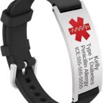 Custom Engraving Medical Alert Bracelet for Women,Personalized Seniors’ Silicone Allergy Alert Information Bracelet
