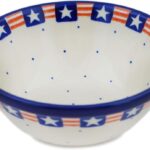 Authentic Polish Pottery Bowl 5-inch in Grand Old Flag Design Handmade in Bolesławiec Poland by Ceramika Artystyczna + Certificate of Authenticity