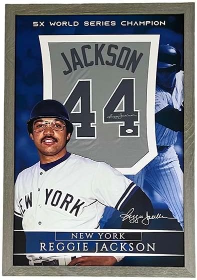 Reggie Jackson Autographed 40×27 Framed Baseball Jersey JSA