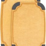 Elihome Essential Series 2-in1 Wood Cutting Board Set for Kitchen, Wooden Board for Chopping Vegetables, Bread, Cheese, Meat, Salad, Bread Board for Countertop, Butcher Block, Non-Slip
