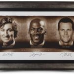 Topps Michael Jordan Gretzky Tom Brady Autographed 24X48 Framed Lithograph #/100 Uda – Autographed Nfl Art