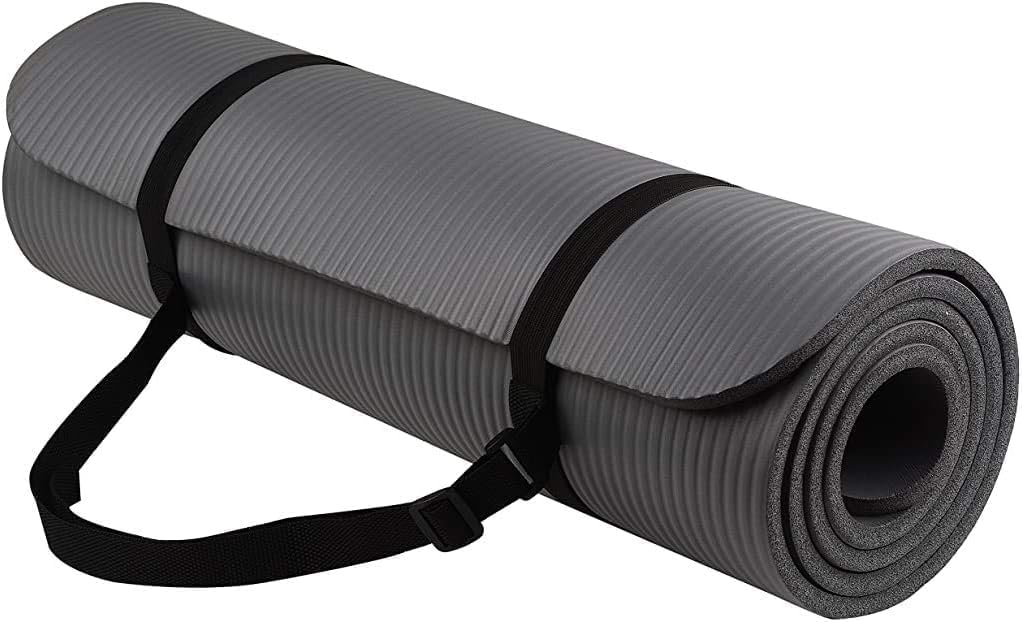 Fitvids Yoga Mat, 1/2-Inch Extra Thick High Density Exercise Mat, Anti-Tear Exercise Yoga Mat with Carrying Strap, Suitable for Various Yoga Exercises