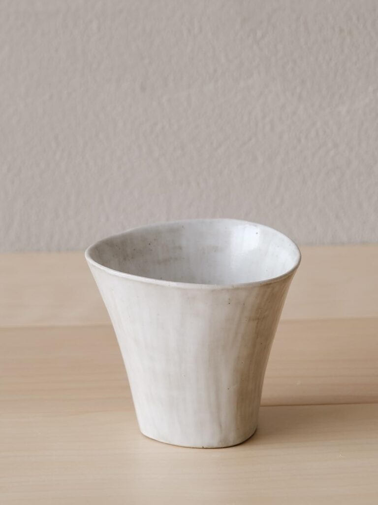 WENSHUO Pearl White – Ceramic Handwarmer Cup,Without Handle,Handcrafted Japanese Arita-yaki Coffee cup,6 fl oz (180 ml),1 pack