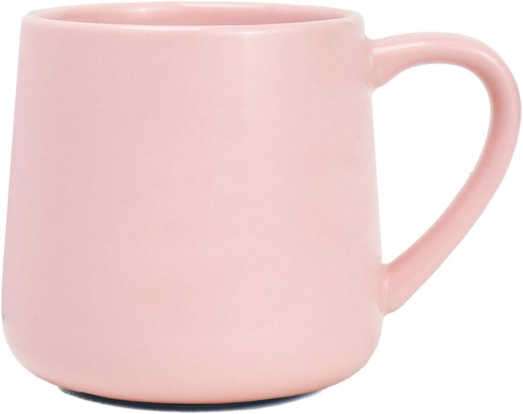 Bosmarlin Large Glossy Ceramic Coffee Mug, Pink Tea Cup for Office and Home, 18 oz, Suitable for Dishwasher and Microwave, 1 Pack (Pink)