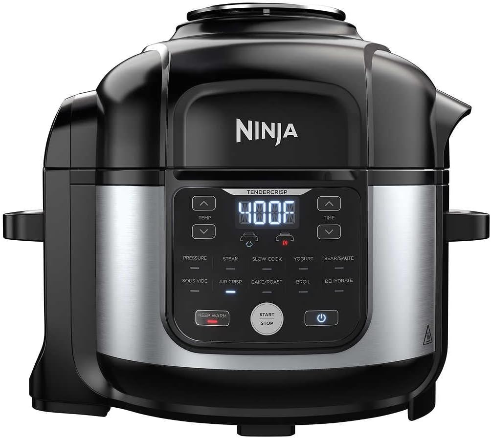Ninja OS301/FD305CO Foodi 10-in-1 Pressure Cooker and Air Fryer with Nesting Broil Rack, 6.5-Quart Capacity, and a Stainless Finish (Renewed)
