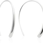 Handmade Pull Through Earrings 925 Sterling Silver Hypoallergenic Hoop Threader Drop Dangle Earrings for Women Trendy Fashion- Silver & Gold