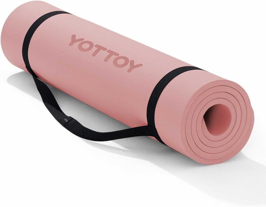 YOTTOY Yoga Mat,Extra Thick Yoga Mat (1/2inch),Professional TPE Exercise Mat,Non-Slip Workout Mat for Yoga, Pilates, Fitness, Barefoot Workouts, Home Gym Studio with Strap