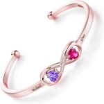CALLIE Personalized Birthstone Bracelets for Women, Custom Infinity Cuff Bracelet with Name, Christmas Valentine’s Day Birthday Jewelry Gifts for Mother Girlfriend