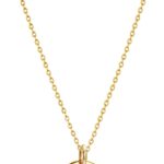 Bemoly Initial Necklace for Women Round 11MM Coin Disc Double Side Engraved Letter K Hammered Pendant 14K Gold Plated Personalized Alphabet Birthday Jewelry 17.5″