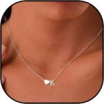 Tiny Heart Initial Necklace Dainty Silver Heart Letter A-Z Necklace Personalized Monogram Name Necklaces Birthday Gifts for Women Jewelry