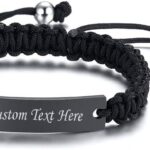 VNOX Name Quote Personalized Bracelets for Men Women Custom Customize Friendship Couple Bridesmaid Gift Jewelry Handmade Braided Rope Bracelet Anniversary Christmas Gift,Set of 2,3,4,5