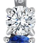 Gem Stone King Customized and Personalized Diamond and 3 Gemstone Birthstone Mother Necklaces In 925 Sterling Silver | 3-Stone Pendant Necklace For Women | Round 5MM | With 18 Inch Silver Chain