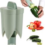 Pepper Seed Corer Remover, 2024 New 2 in 1 Bell Pepper Cutter Pepper Porer Seed Remover Tool, Quickly Cutting and Deseeding Bell Pepper Corer Tool for Vegetables Kitchen Gadget (1)