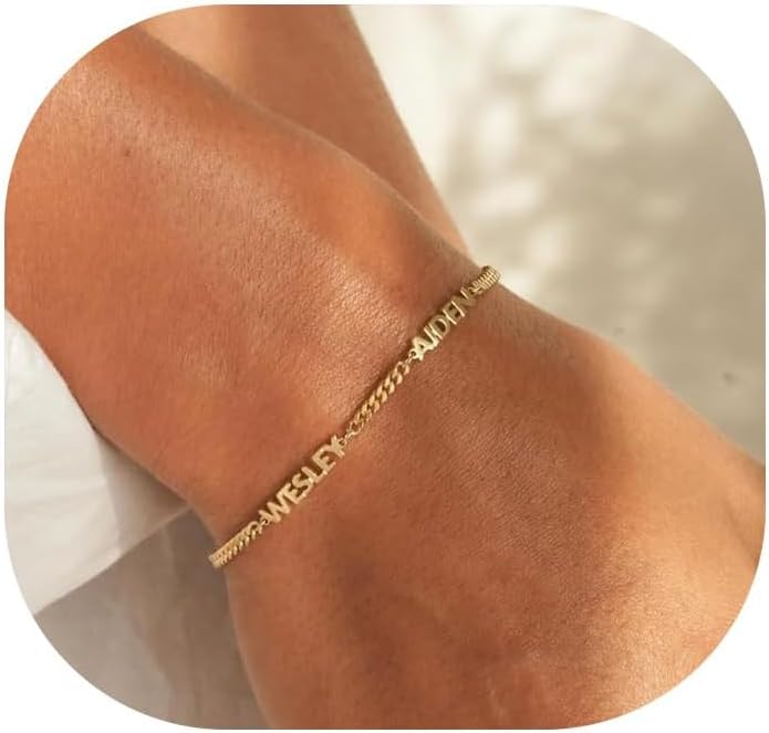 Personalized Tennis Bracelet for Women-Custom Name Bracelet with Cubic Zirconia, Dainty Diamond Tennis Bracelets for Women Small Wrist Gold Custom Jewelry Gift on Birthday Christmas