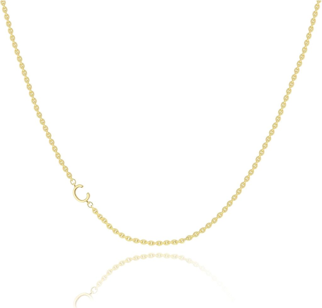 Initial Necklaces for Women, Dainty Gold Letter Necklace 14k Gold Plated Sideways Initial Necklace Cute Name Simple Choker Necklaces for Women Trendy Jewelry Gifts