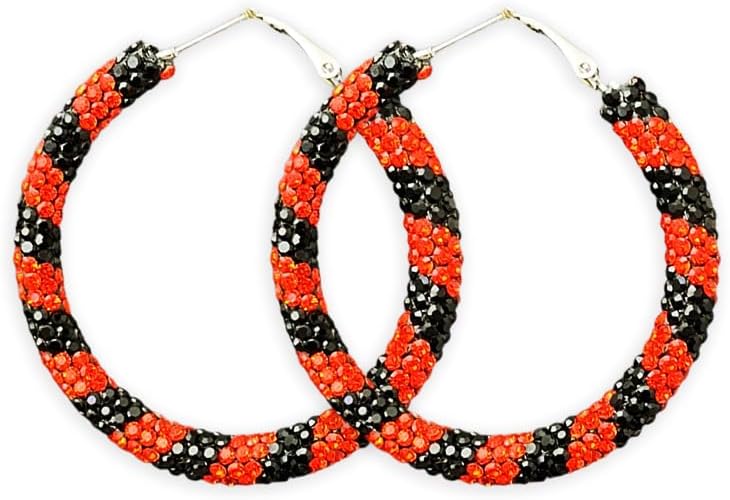 Halloween Rhinestone Hoop Earrings for Women Circle Earring Studs Handmade Costume Party Holiday Night Jewelry Gift