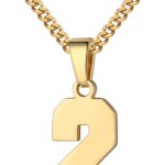 Athletes Jersey Number Necklace 0-99 for Men – Stainless Steel Chain 22+2 Inch Personalized Charm Pendant – Inspirational Basketball Baseball Football Jewelry Gift