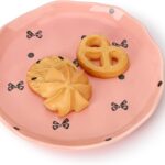 Koythin Ceramic Dessert Plates, Cute Fruits Dinner Plate, Creative Plates Design, Printed Flowers Dinnerware for Office and Home, Kitchen Plates for Desserts (Pink Small Bow)