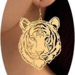 Gold Tiger Earrings Handmade Mascot Football Team Spirit Earrings Fashion Retro Animal Inspired Jewelry Bohemian Lucky Gift