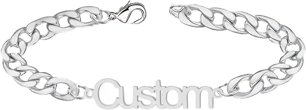 Name Bracelet Personalized 925 Sterling Silver Cuban Chain Link Custom Name Bracelets or Anklet for Men Women Christmas Birthday Jewelry Gifts