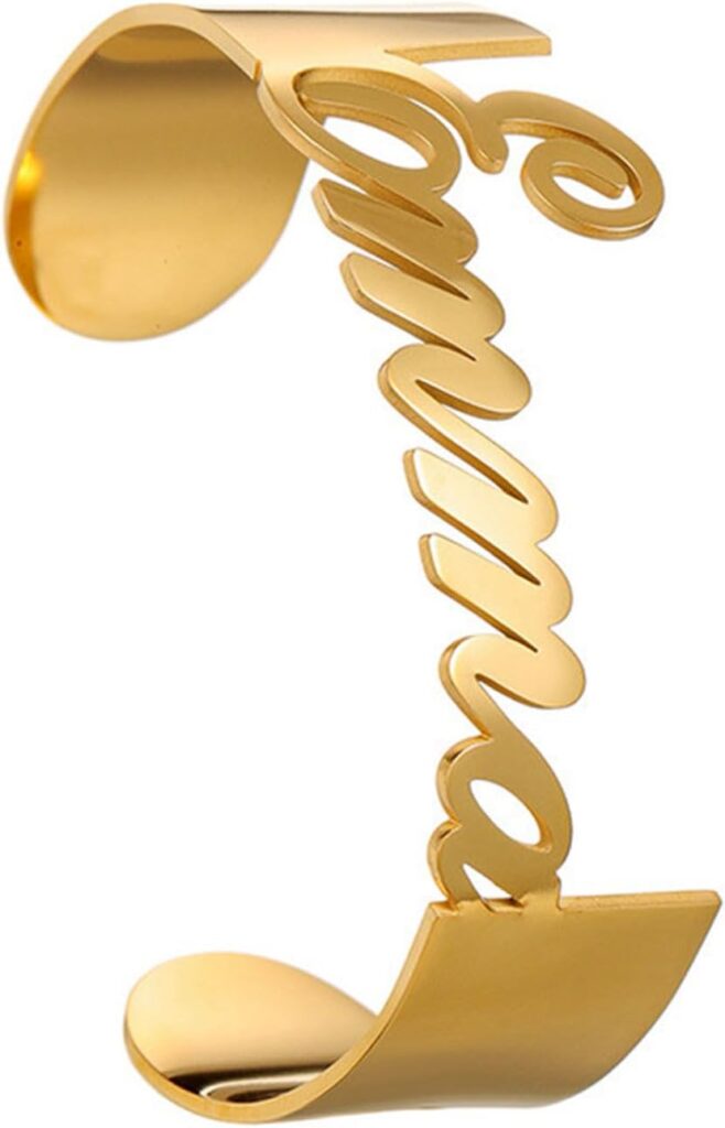 TEAMER Personalized Custom Big Name Cuff Bracelet Stainless Steel Adjustable Bracelet Unique Customized Jewelry For Women